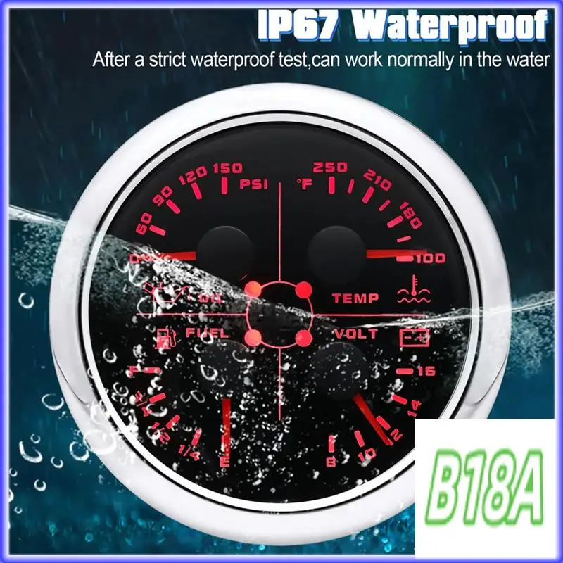 H5-85Mm 4-In-1 Multifunction Gauge With 0-190Ohms/240-33Ohms Fuel Level Gauge Water Temp Oil Press Voltmeter
H5-85Mm 4-In-1 Multifunction Gauge With 0-190Ohms/240-33Ohms Fuel Level Gauge Water Temp Oil Press Voltmeter
