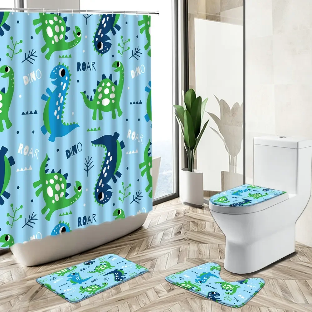 Cute Cartoon Funny Dinosaur Kid Room Shower Curtain Butterfly Flower Plant Bathroom Deco Non-Slip Rug Toilet Cover Bath Mat Set
Cute Cartoon Funny Dinosaur Kid Room Shower Curtain Butterfly Flower Plant Bathroom Deco Non-Slip Rug Toilet Cover Bath Mat Set