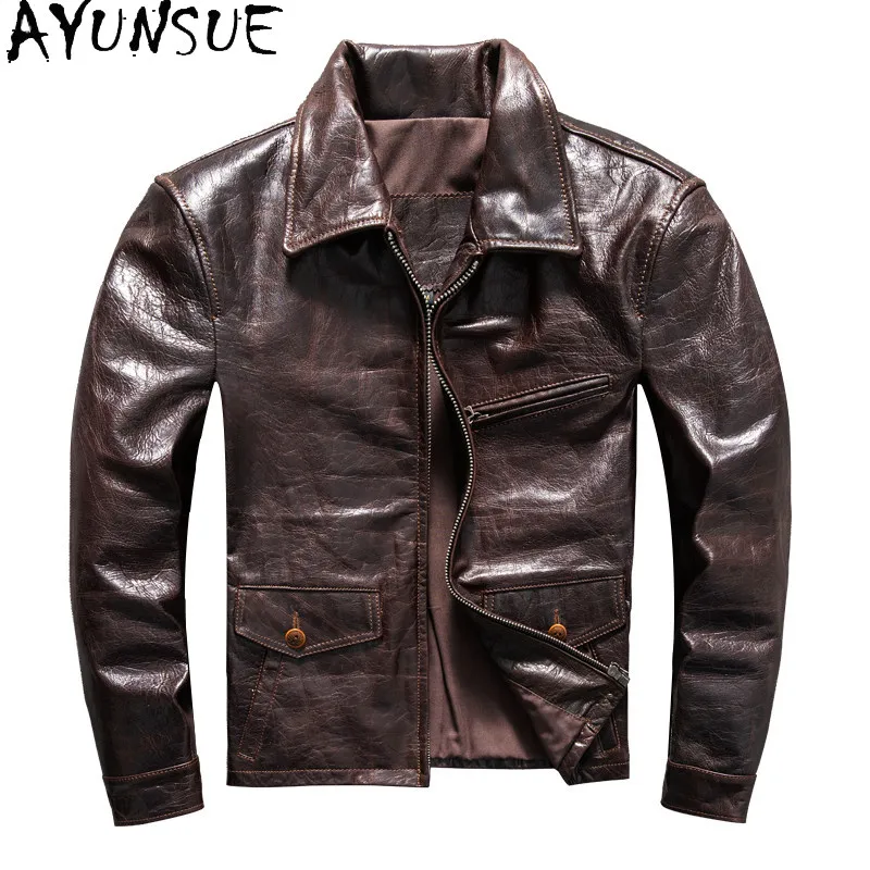 AYUNSUE 100% Genuine Leather Jacket Men 2026 High Quality Top Layer Sheepskin Real Leather Coat Slim-fit Brown Leather Jackets
AYUNSUE 100% Genuine Leather Jacket Men 2026 High Quality Top Layer Sheepskin Real Leather Coat Slim-fit Brown Leather Jackets