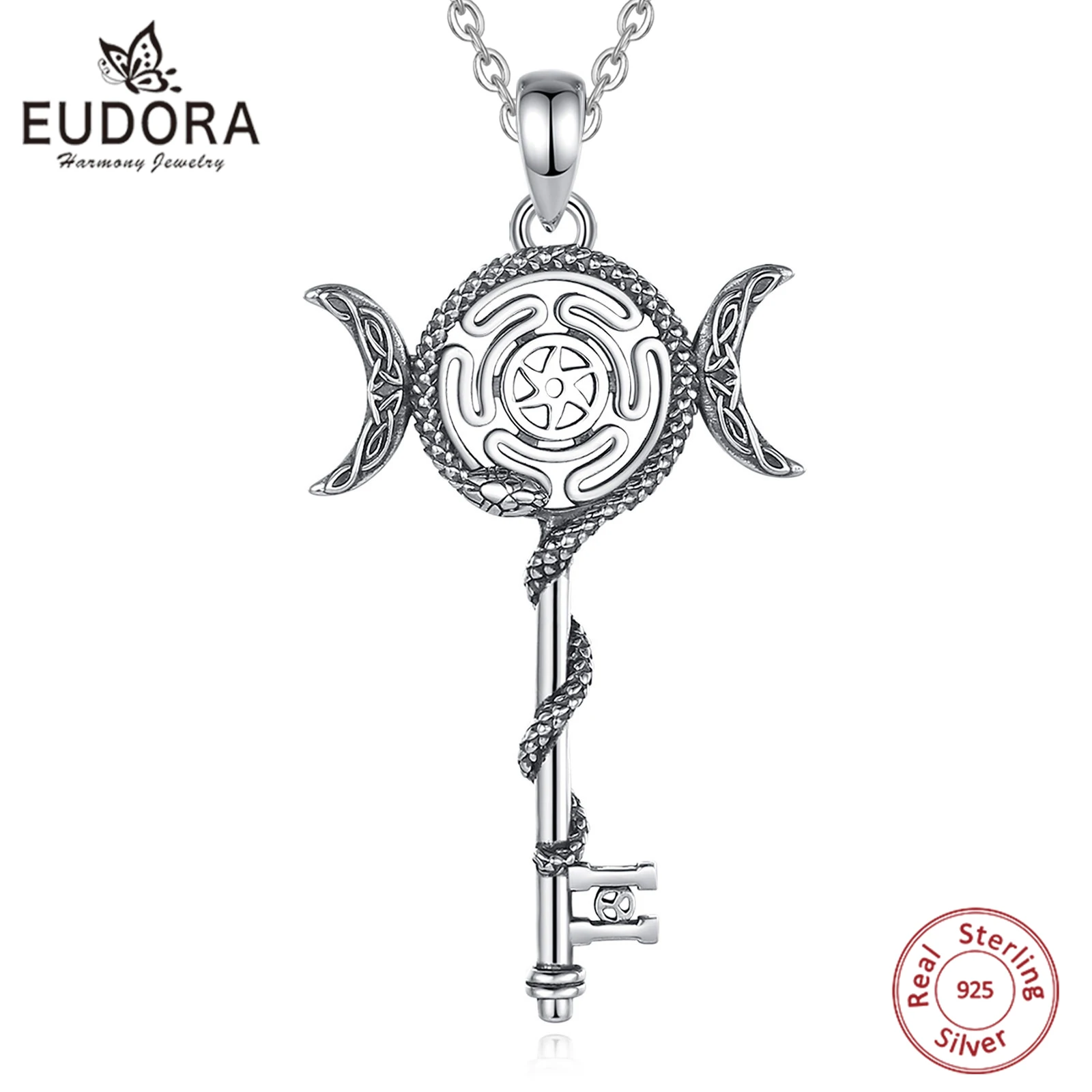 Eudora стерлингового серебра 925 пробы, геката, тройная лунная богиня, ожерелье для женщин и мужчин, кулон-амулет со змеиным ключом, языческое ювелирное изделие Wicca, подарок
Eudora стерлингового серебра 925 пробы, геката, тройная лунная богиня, ожерелье для женщин и мужчин, кулон-амулет со змеиным ключом, языческое ювелирное изделие Wicca, подарок