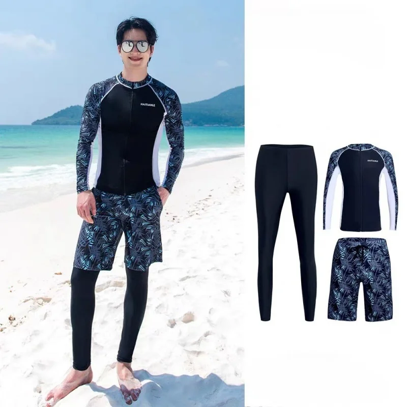Men's 3 Piece Long Sleeve Rash Guard Swimsuit Set Zip up Shirt with Boyshorts Pants Sun Protection Tracksuit for Water Sports
Men's 3 Piece Long Sleeve Rash Guard Swimsuit Set Zip up Shirt with Boyshorts Pants Sun Protection Tracksuit for Water Sports
