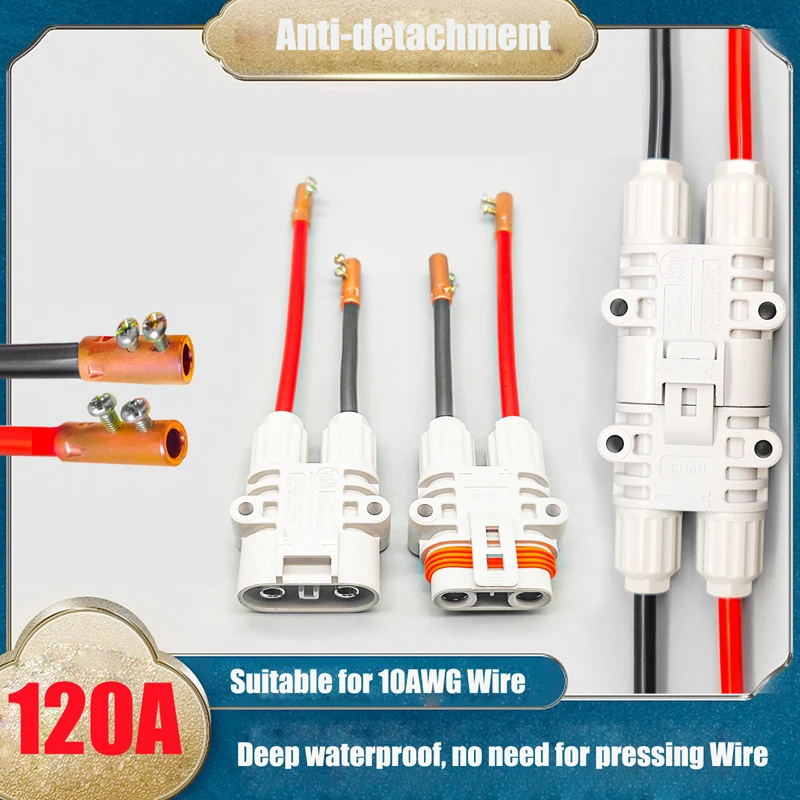 Водонепроницаемый разъем 120А для электромобилей, высокомощный, для литиевых батарей, с защитой от отсоединения, штекер-гнездо, соединительный кабель
Водонепроницаемый разъем 120А для электромобилей, высокомощный, для литиевых батарей, с защитой от отсоединения, штекер-гнездо, соединительный кабель