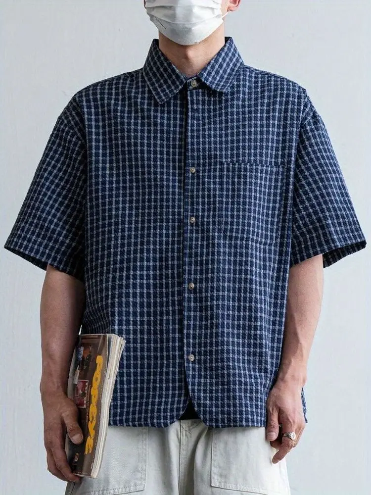 Retro Japanese Sle Pure Cotton Plaid ort Sve Button up Men's irt Summer New Versatile Loose Fit Youth Faion
Retro Japanese Sle Pure Cotton Plaid ort Sve Button up Men's irt Summer New Versatile Loose Fit Youth Faion