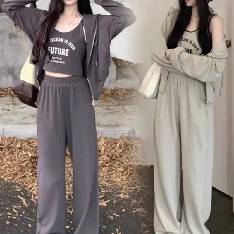 2023 Spring/Autumn New Sports Loose Casual Suit Hoodie+High Waist Wide Leg Pants+Tank Top Printed Three Piece Set For Women
2023 Spring/Autumn New Sports Loose Casual Suit Hoodie+High Waist Wide Leg Pants+Tank Top Printed Three Piece Set For Women