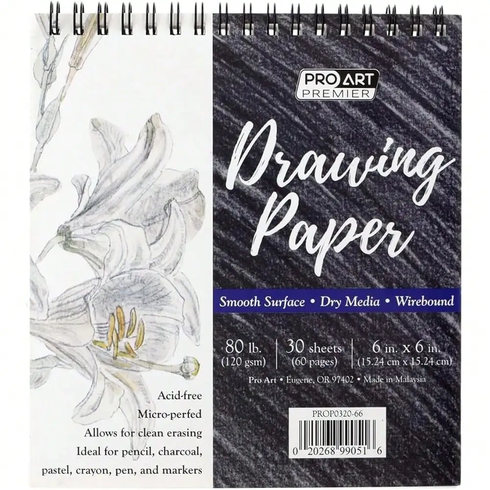 Premium Drawing Pad, 6"x6" Size, 30 Sheets, 80# Wire Binding. Ideal Sketch Book for Artists & Students. Great for Sketching & Drawing.
Premium Drawing Pad, 6"x6" Size, 30 Sheets, 80# Wire Binding. Ideal Sketch Book for Artists & Students. Great for Sketching & Drawing.