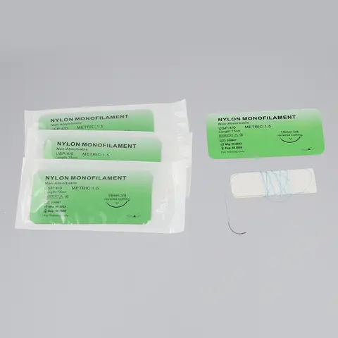 4/0 Veterinary Practice Suture Kit Nylon Silk Surgeon Needle Stitches Non-injured for Medical Students Education