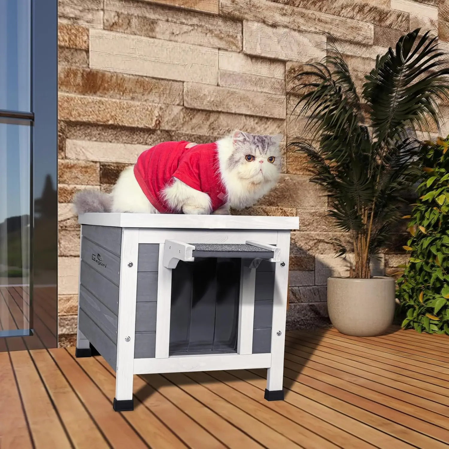 Outdoor Cat House, Weatherproof Shelter for Ferrel Cats, Dogs, Rabbits Hutch with Elevated Floor, Asphalt Roof
Outdoor Cat House, Weatherproof Shelter for Ferrel Cats, Dogs, Rabbits Hutch with Elevated Floor, Asphalt Roof