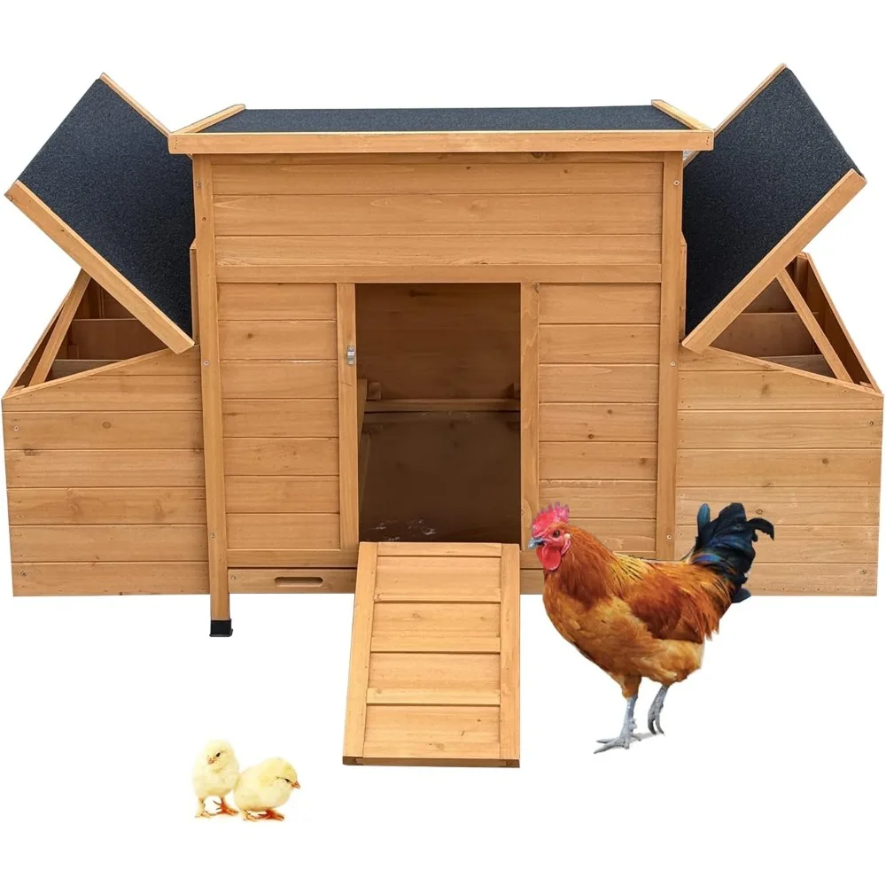Chicken Coop, 55" Large Wooden Chicken Hutch with 6 Nesting Boxes, Outdoor Hen House Chicken Cage
Chicken Coop, 55" Large Wooden Chicken Hutch with 6 Nesting Boxes, Outdoor Hen House Chicken Cage