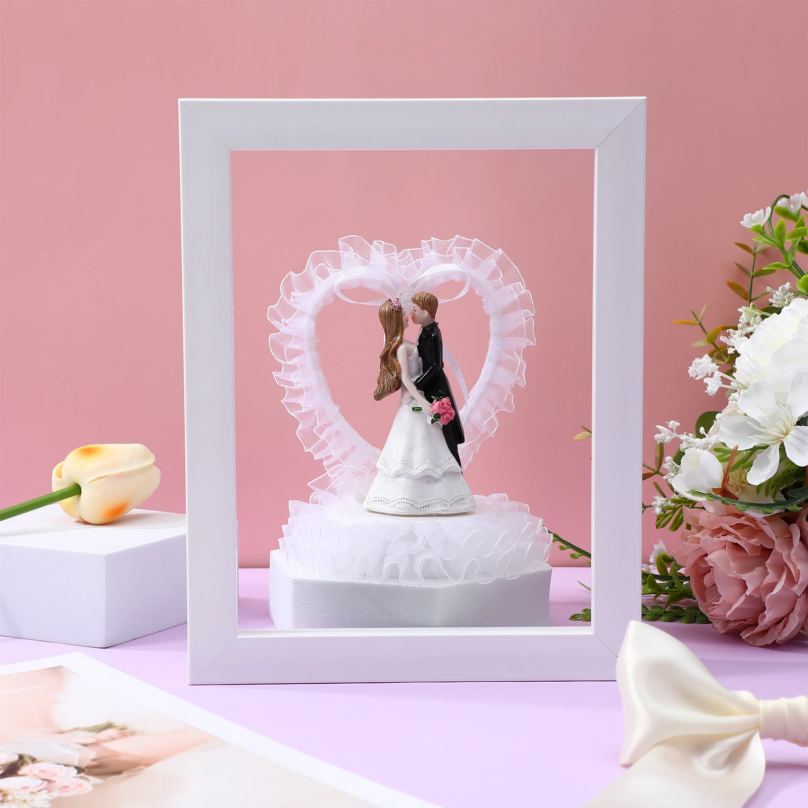Bride Groom naments Cake Decorations Wedding Desk Dessert Table Adornment 3D Heart Shaped Gauze Resin Material Cake Supplies
Bride Groom naments Cake Decorations Wedding Desk Dessert Table Adornment 3D Heart Shaped Gauze Resin Material Cake Supplies