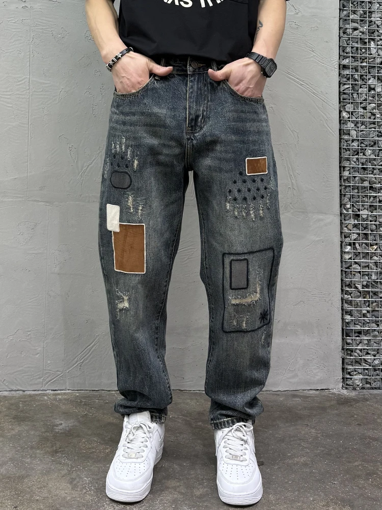 Spring Summer New Design Loose Men's Jeans American Trendy Embroidered Hole Patch Straight Harlan Long Pants Casual Denim
Spring Summer New Design Loose Men's Jeans American Trendy Embroidered Hole Patch Straight Harlan Long Pants Casual Denim