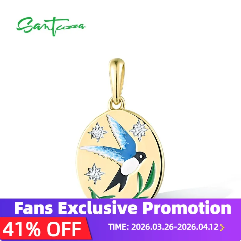 SANTUZZA Authentic 925 Sterling Silver Pendant For Women Sparkling White CZ Enamel Blue Bird Antique Look Party Fine Jewelry
SANTUZZA Authentic 925 Sterling Silver Pendant For Women Sparkling White CZ Enamel Blue Bird Antique Look Party Fine Jewelry
