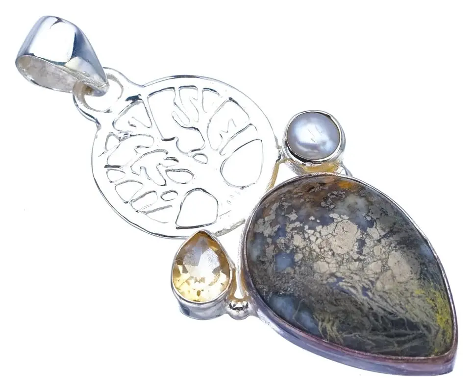 Хеси ® Подвеска из стерлингового серебра 925 пробы ручной работы с натуральным речным жемчугом Apache Parmyorite, цитрин, 2 дюйма, F3610 
Хеси ® Подвеска из стерлингового серебра 925 пробы ручной работы с натуральным речным жемчугом Apache Parmyorite, цитрин, 2 дюйма, F3610