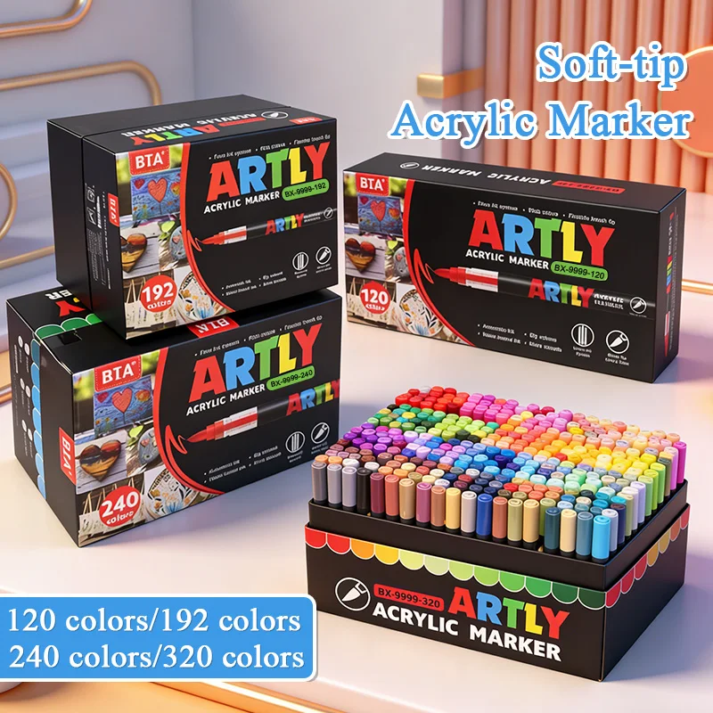 Набор акриловых маркеров 120/240/320 цветов с мягким наконечником-кистью для рисования, декорирования камней, дерева, школьных и художественных работ
Набор акриловых маркеров 120/240/320 цветов с мягким наконечником-кистью для рисования, декорирования камней, дерева, школьных и художественных работ