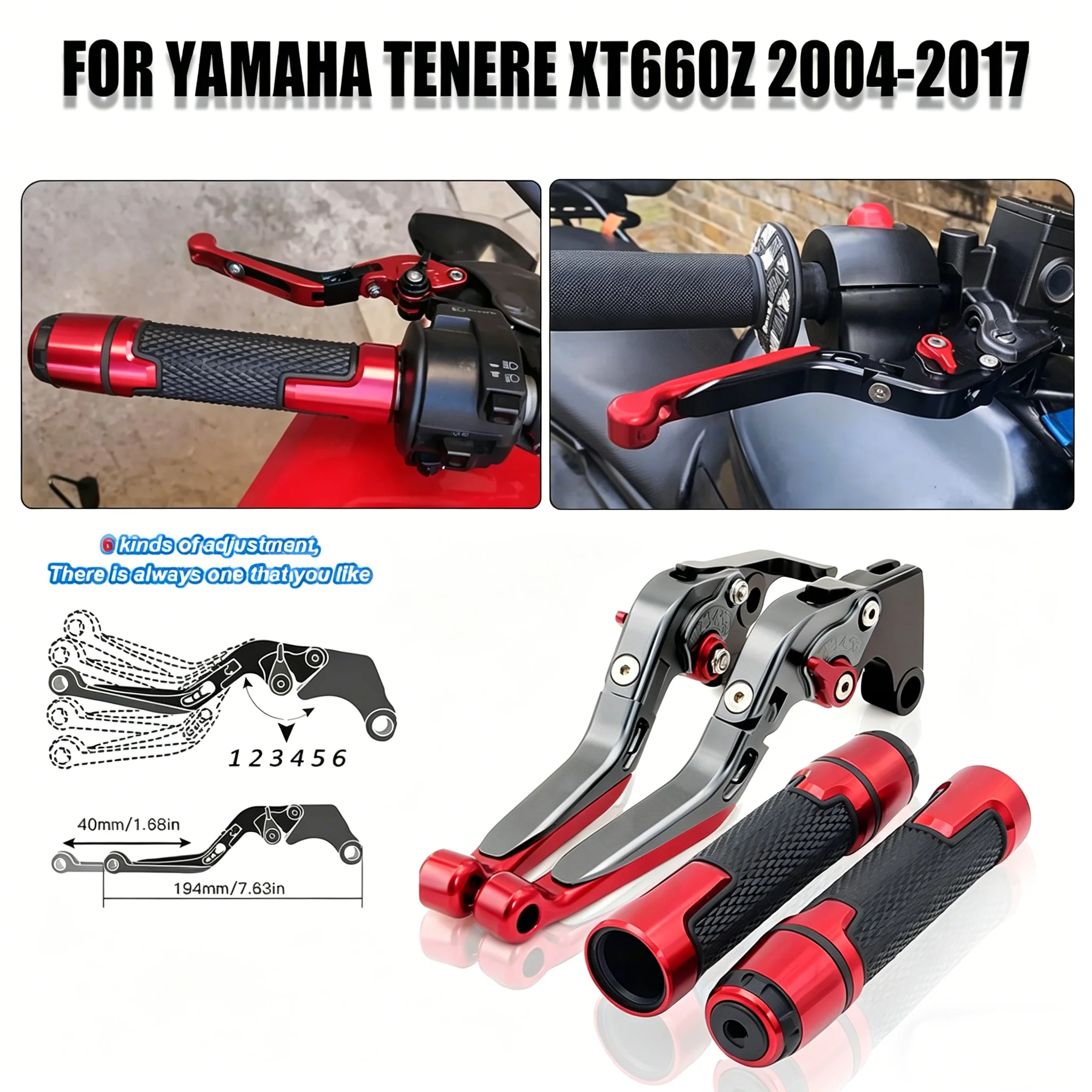 For Yamaha TENERE XT660Z 2004-2017 Motorcycle Brake Clutch Levers CNC Folding Adjustable Clutch Brake Levers Handles Grips Kit
For Yamaha TENERE XT660Z 2004-2017 Motorcycle Brake Clutch Levers CNC Folding Adjustable Clutch Brake Levers Handles Grips Kit