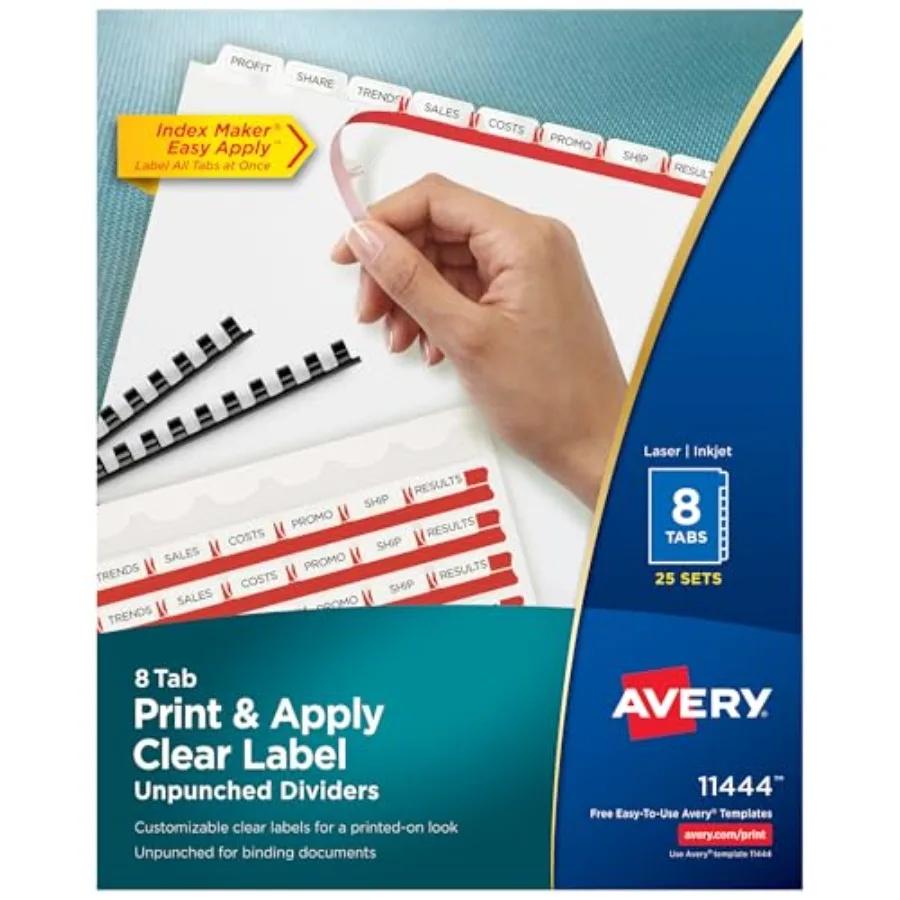 Unpunched Dividers for Use with Any Binding System Easy Print and Apply Clear Label Strip Index Maker Customizable White Tabs 2
Unpunched Dividers for Use with Any Binding System Easy Print and Apply Clear Label Strip Index Maker Customizable White Tabs 2