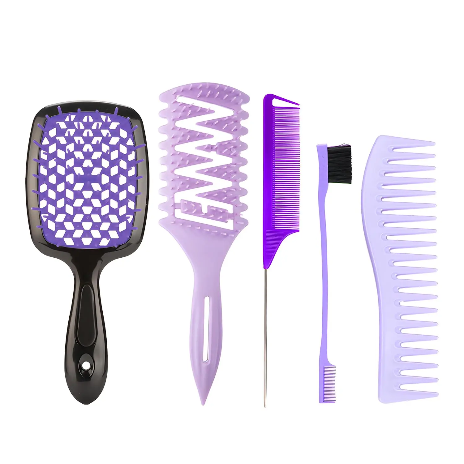 5pcs Hair Brush Set – Anti-Static Detangling Brushes & Combs Kit for Women, Paddle/Round/Vent Brush + Wide Tooth/Tail Comb
5pcs Hair Brush Set – Anti-Static Detangling Brushes & Combs Kit for Women, Paddle/Round/Vent Brush + Wide Tooth/Tail Comb