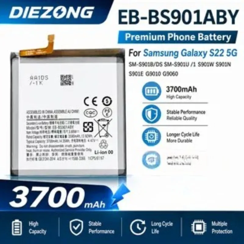 EB-BS901ABY 3700mAh Battery for Samsung Galaxy S22 5G SM-S901B/DS SM-S901U /1 S901W S901N S901E G9010 G9060 Mobile Phone Battery
EB-BS901ABY 3700mAh Battery for Samsung Galaxy S22 5G SM-S901B/DS SM-S901U /1 S901W S901N S901E G9010 G9060 Mobile Phone Battery