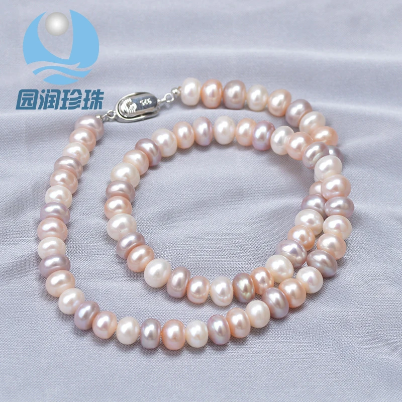 Cultured freshwater pearls, bright and nearly , oblate , bun-shaped round, 9-1mm pearl necklace
Cultured freshwater pearls, bright and nearly , oblate , bun-shaped round, 9-1mm pearl necklace