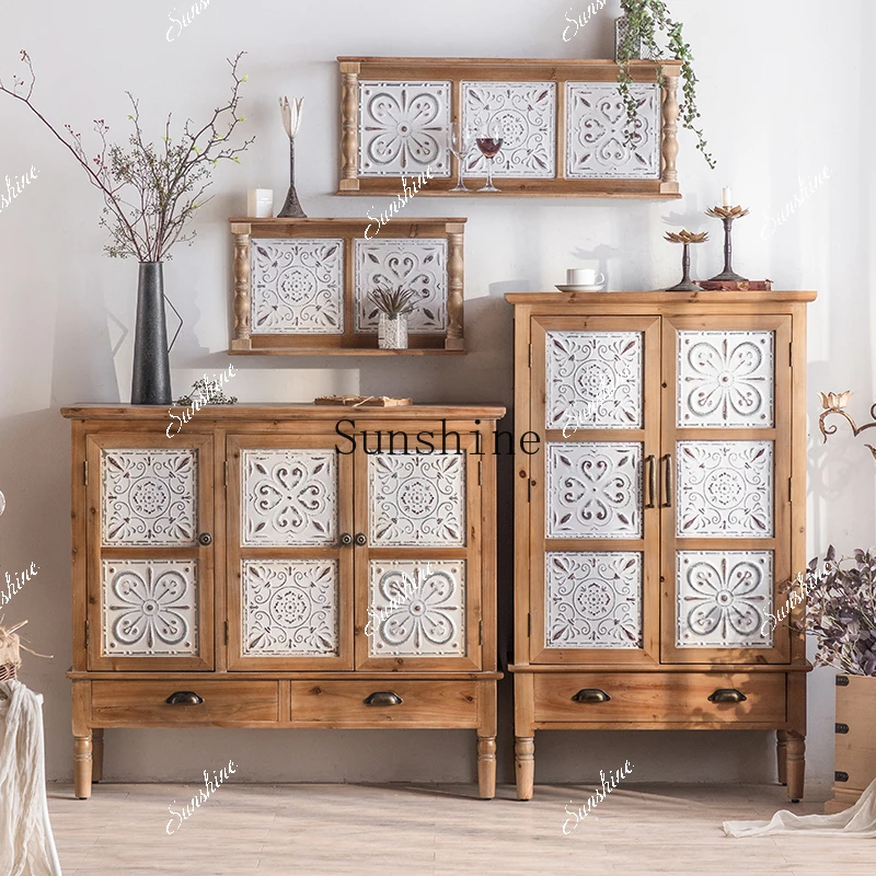 American solid wood carving flower log color restaurant locker against the wall entrance cabinet
American solid wood carving flower log color restaurant locker against the wall entrance cabinet