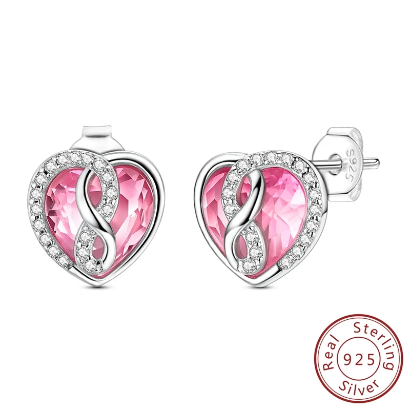 Crystal Clear 100% 925 Sterling Silver Sparkling Infinite Love Stud Earrings For Women Wedding Jewelry Gift
Crystal Clear 100% 925 Sterling Silver Sparkling Infinite Love Stud Earrings For Women Wedding Jewelry Gift