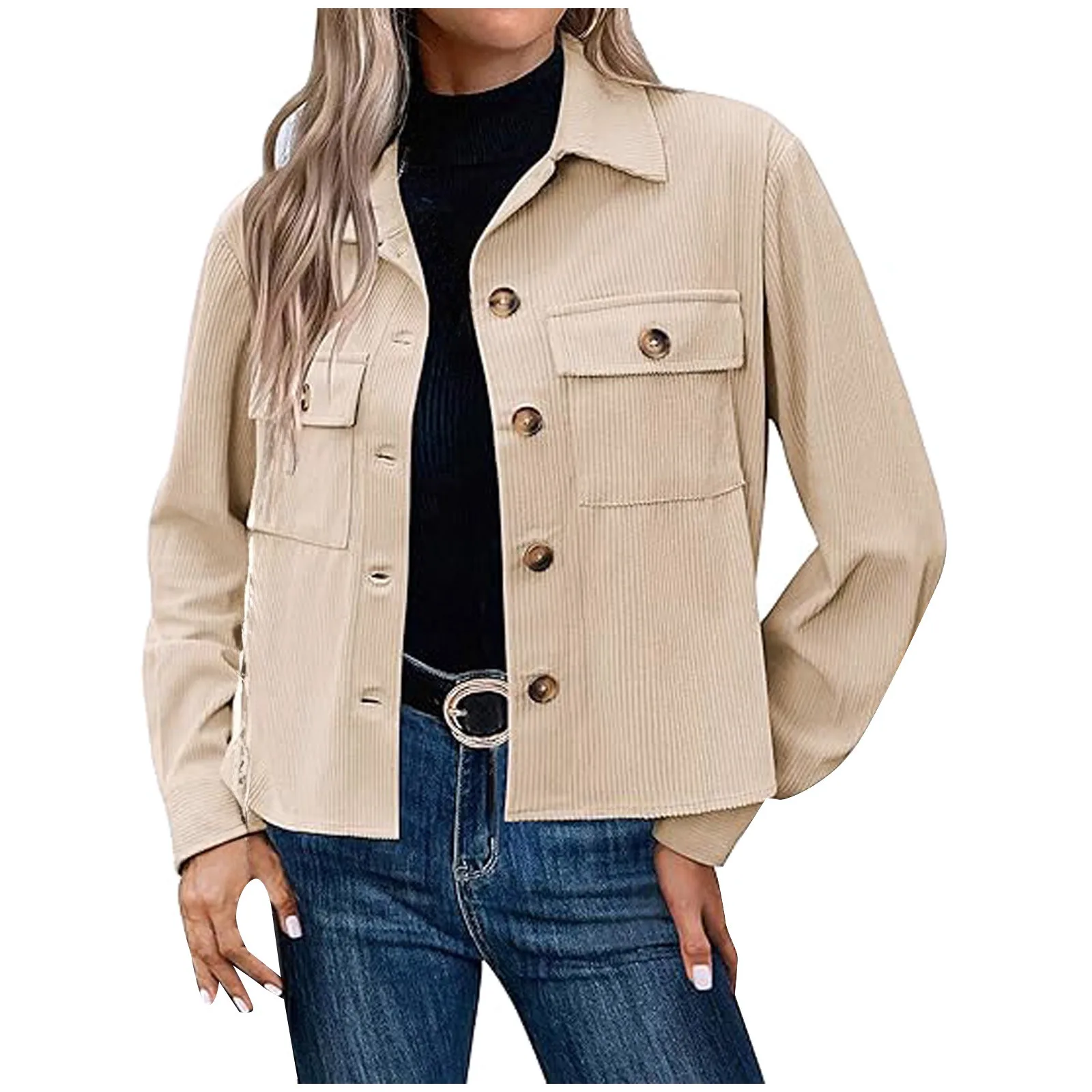 Corduroy Shirt Jacket Ladies Denim Jacket Laple Sing Breasted Long Sleeve Female Short Coat Turn-Down Oversized Lady Outerwears
Corduroy Shirt Jacket Ladies Denim Jacket Laple Sing Breasted Long Sleeve Female Short Coat Turn-Down Oversized Lady Outerwears