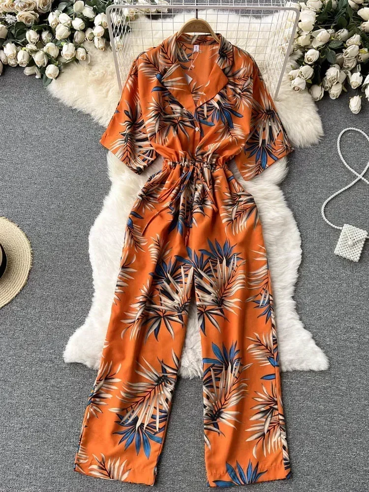 Loose Printed Long Wide-leg Jumpsuit D0669 Women European and American V-neck Short-sleeved Lace-up Waist Slim Straight-leg
Loose Printed Long Wide-leg Jumpsuit D0669 Women European and American V-neck Short-sleeved Lace-up Waist Slim Straight-leg