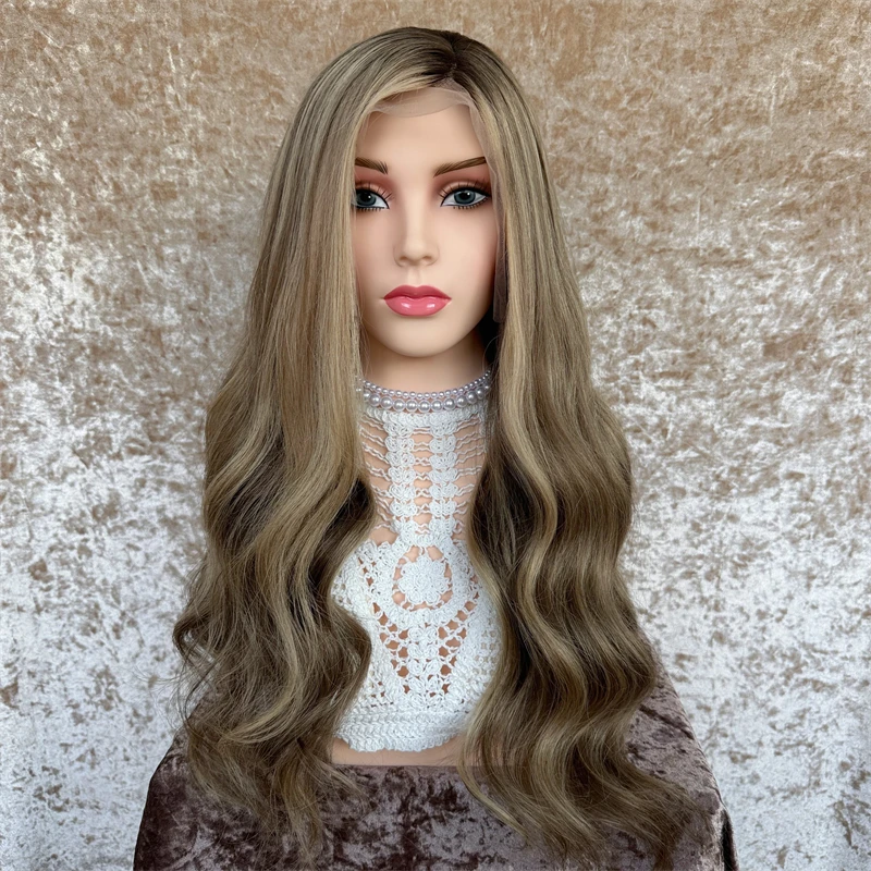 Бесклеевой парик 13x4 Ombre Blonde Brown HD Lace Front Wig Натуральный реалистичный парик 26 дюймов Предварительно выщипанные объемные волны Синтетические парики для женщин 
Бесклеевой парик 13x4 Ombre Blonde Brown HD Lace Front Wig Натуральный реалистичный парик 26 дюймов Предварительно выщипанные объемные волны Синтетические парики для женщин