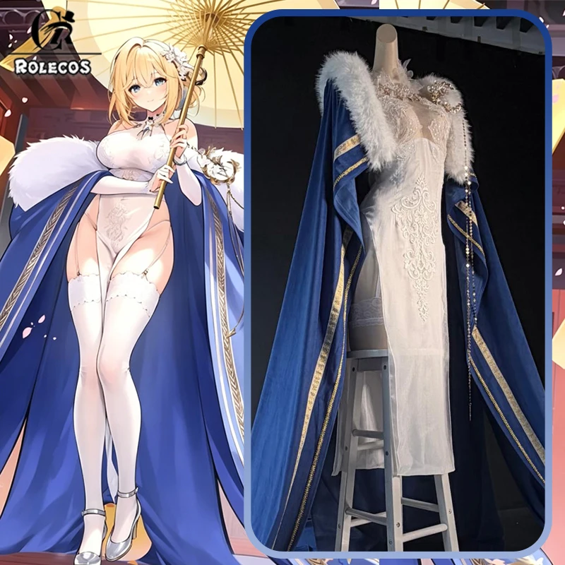 ROLECOS Game Azur Lane Jeanne d'Arc Cosplay Costume Women White Elegant Cheongsam Halloween Carnival Party Role Play Wig Dress
ROLECOS Game Azur Lane Jeanne d'Arc Cosplay Costume Women White Elegant Cheongsam Halloween Carnival Party Role Play Wig Dress