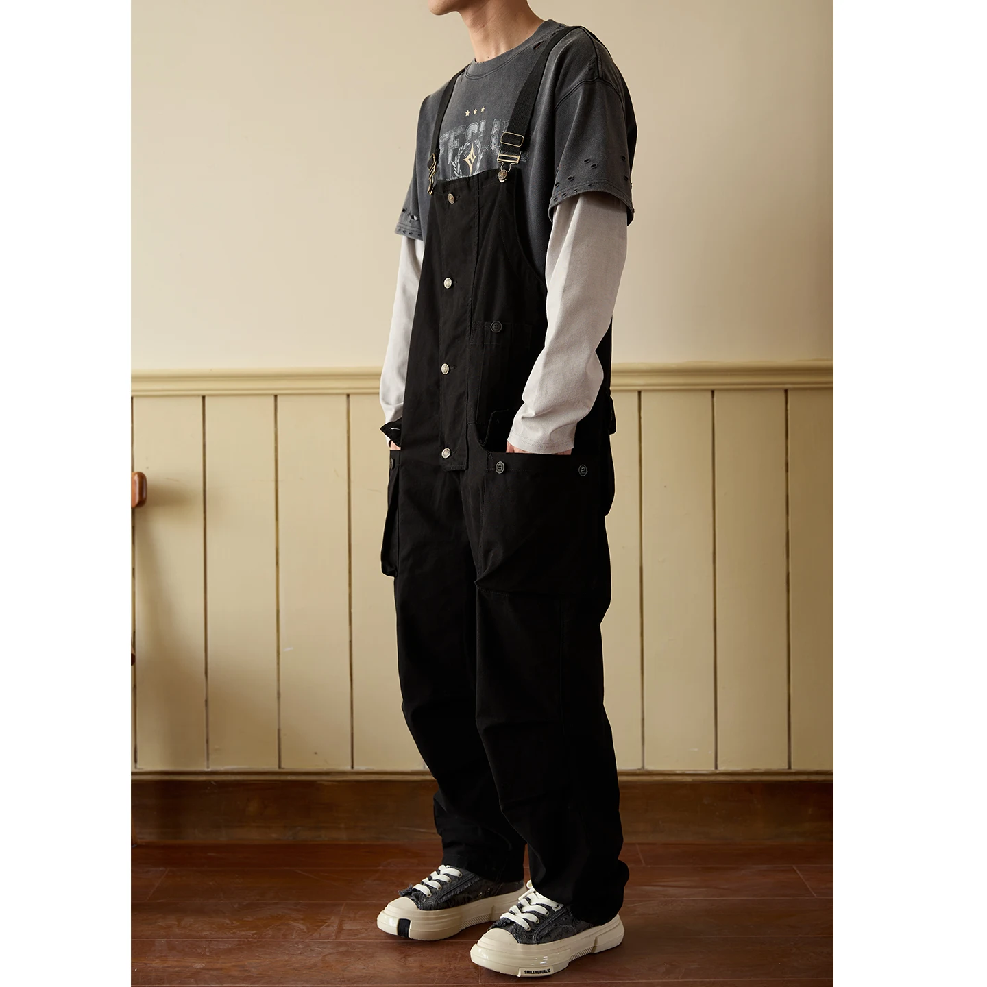 American Style Casual Workwear Pants Men's Straight Leg Cargo Overalls Couple's Hip Hop Suspender Pants Large Pockets
American Style Casual Workwear Pants Men's Straight Leg Cargo Overalls Couple's Hip Hop Suspender Pants Large Pockets