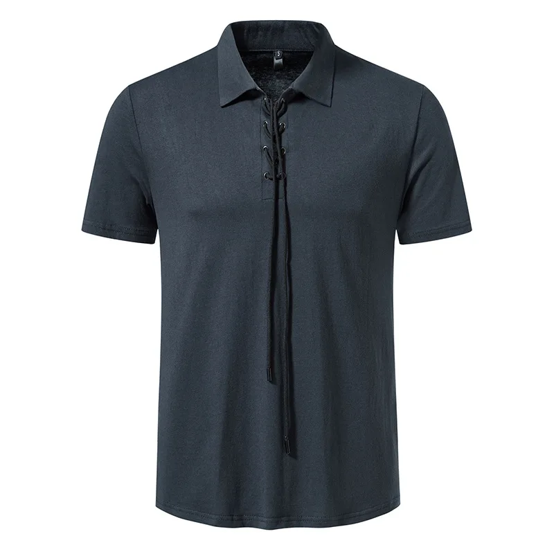 Summer European Size Men's Lapel Tether Casual Short Sleeve Solid Color Loose Large Size T-shirt
Summer European Size Men's Lapel Tether Casual Short Sleeve Solid Color Loose Large Size T-shirt