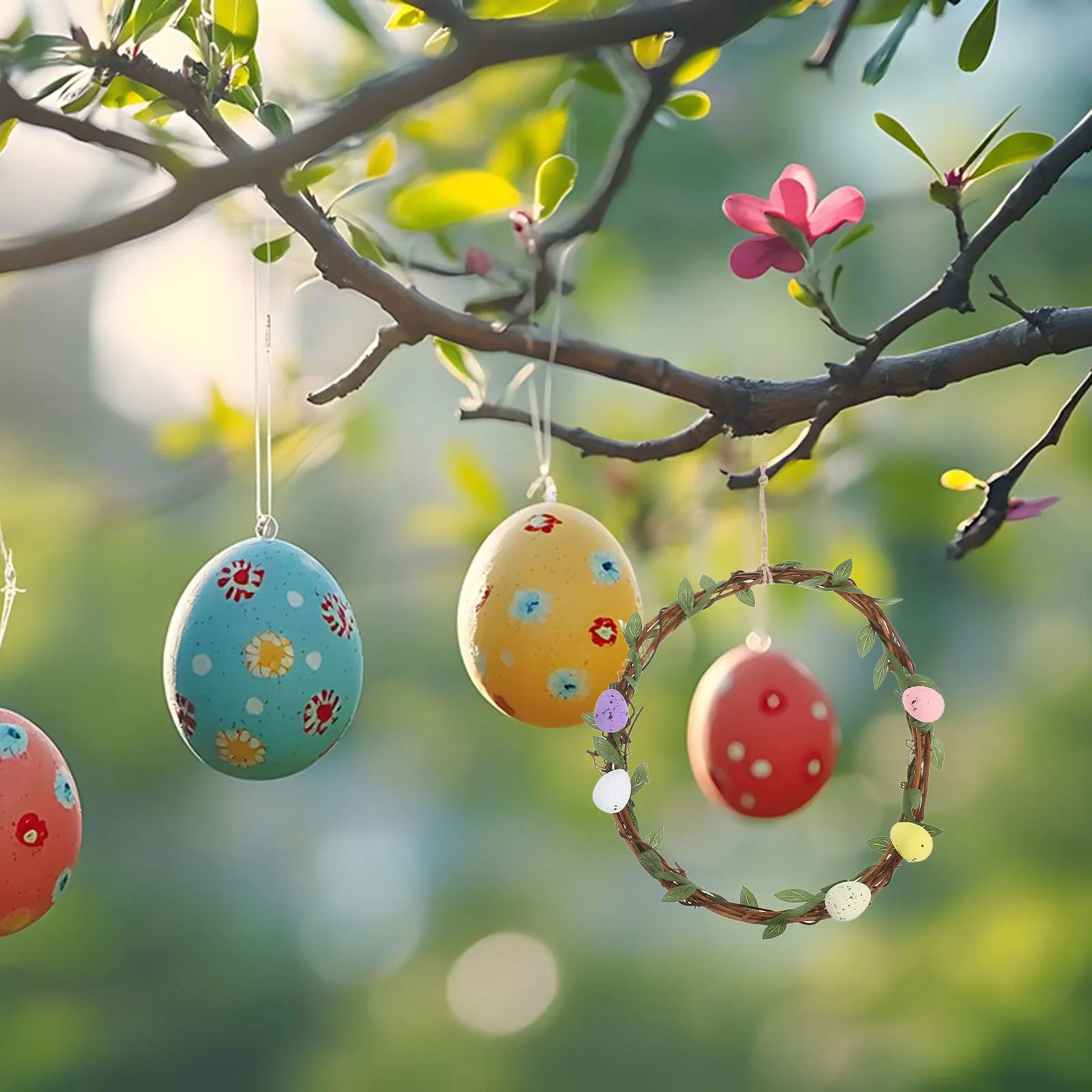 Round Rattan Easter Wreath Decor with Simulated Eggs and Berries for Window Porch Kitchen Hanging Spring Seasonal Display
Round Rattan Easter Wreath Decor with Simulated Eggs and Berries for Window Porch Kitchen Hanging Spring Seasonal Display