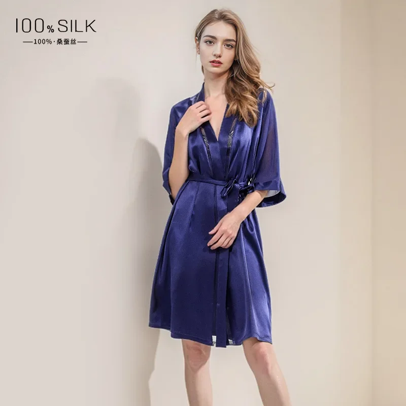 Midi Silk Nightgown 100% Mulberry Silk Sheer Lace Robe Sexy Nightwear Bathrobe Morning Gown Half Sleeves Satin Robes Lingerie
Midi Silk Nightgown 100% Mulberry Silk Sheer Lace Robe Sexy Nightwear Bathrobe Morning Gown Half Sleeves Satin Robes Lingerie