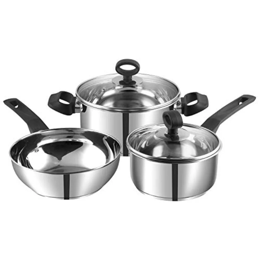 Stainless Steel Induction Friendly Trento Cookware set-3-Pieces Saucepan 16cm/1.5 Litre 1- Piece Saucepot (20 cm/ 3 Litre) 1- P
Stainless Steel Induction Friendly Trento Cookware set-3-Pieces Saucepan 16cm/1.5 Litre 1- Piece Saucepot (20 cm/ 3 Litre) 1- P