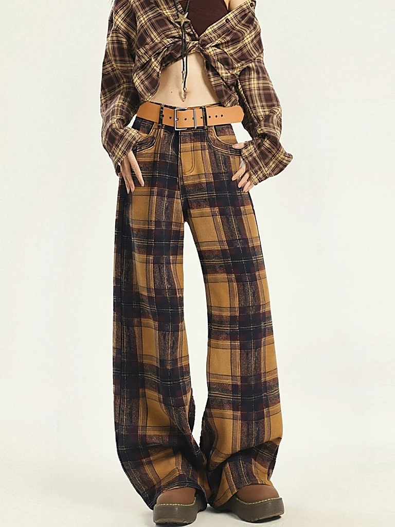 American Retro Yellow Plaid Casual Pants Women's Spring High Waist Loose Straight Leg Wide Leg Pants Knife Pants
American Retro Yellow Plaid Casual Pants Women's Spring High Waist Loose Straight Leg Wide Leg Pants Knife Pants