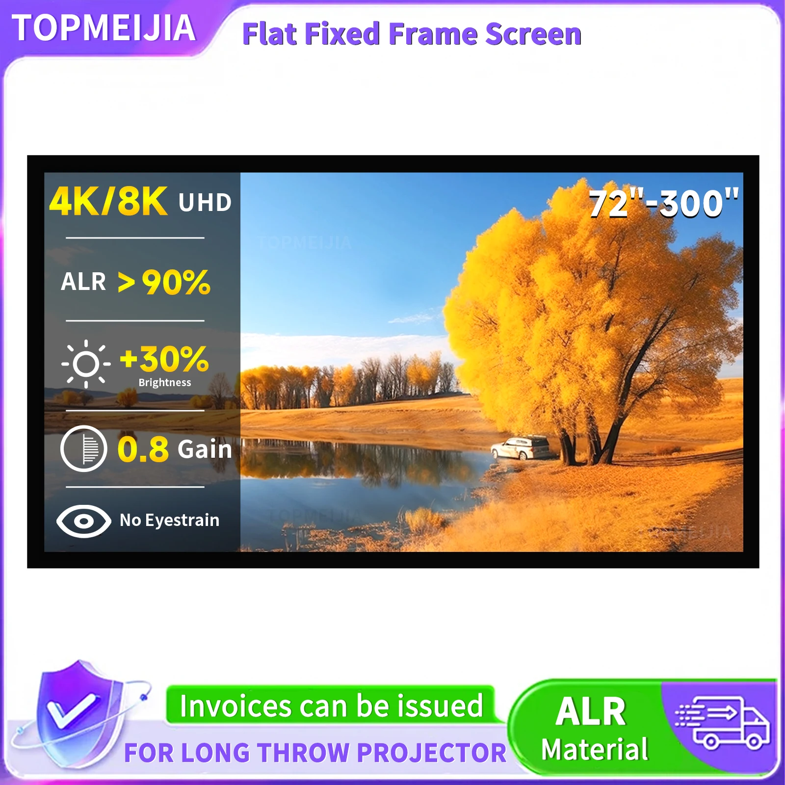 2025 New 92-300Inch 16:9 Wide frame 60 /90 mm 16:9 Fixed frame Projector ALR Screen for long throw 4K Projector
2025 New 92-300Inch 16:9 Wide frame 60 /90 mm 16:9 Fixed frame Projector ALR Screen for long throw 4K Projector