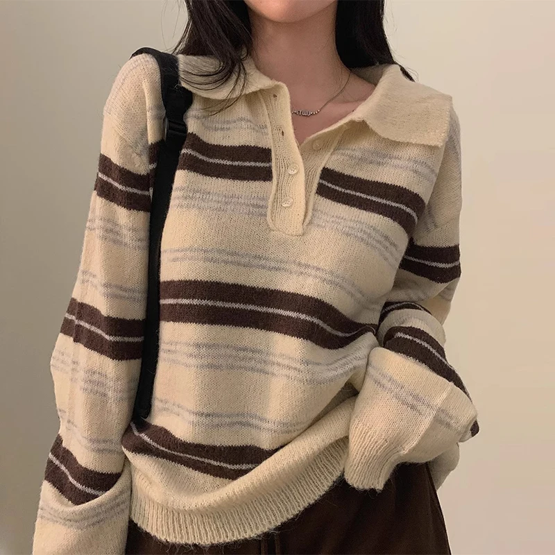 Chic Autumnal Vintage Lazy Sle Ne Color Blo Long Sve Striped Knitted Sweater Women's Loose Fit Faionable Commute
Chic Autumnal Vintage Lazy Sle Ne Color Blo Long Sve Striped Knitted Sweater Women's Loose Fit Faionable Commute