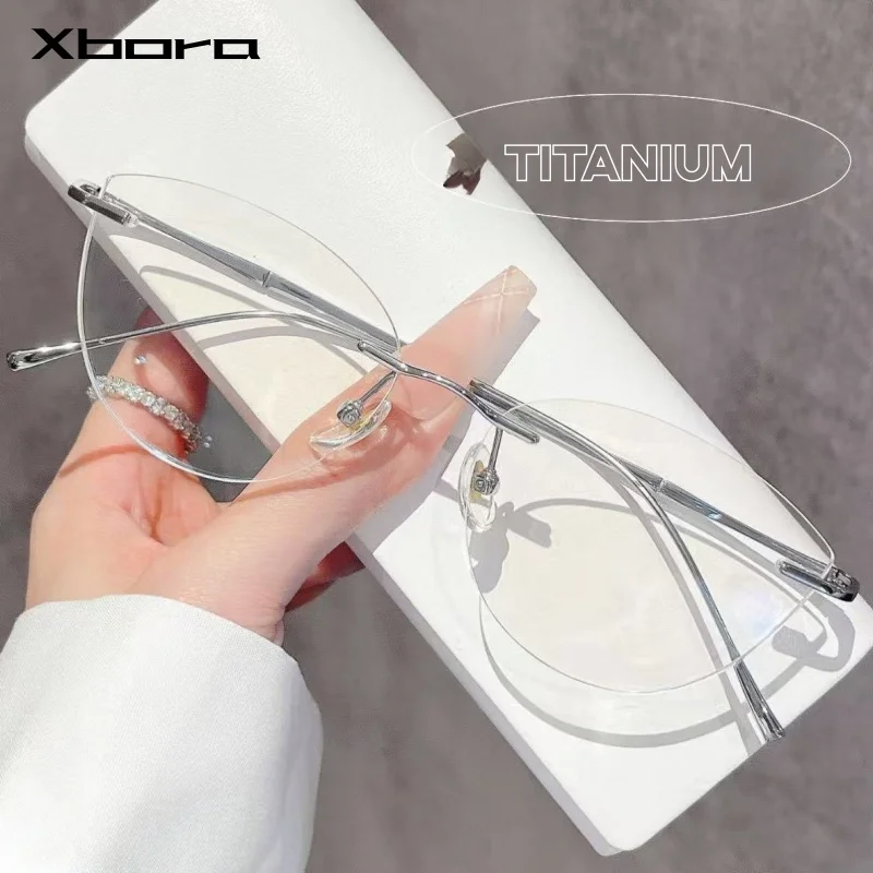 Новые женские ультралегкие очки XBORA с оправой в форме кошачьего глаза, без оправы, из сплава, повседневные, легкие, роскошные, с супергибкими дужками, модель 8988
Новые женские ультралегкие очки XBORA с оправой в форме кошачьего глаза, без оправы, из сплава, повседневные, легкие, роскошные, с супергибкими дужками, модель 8988