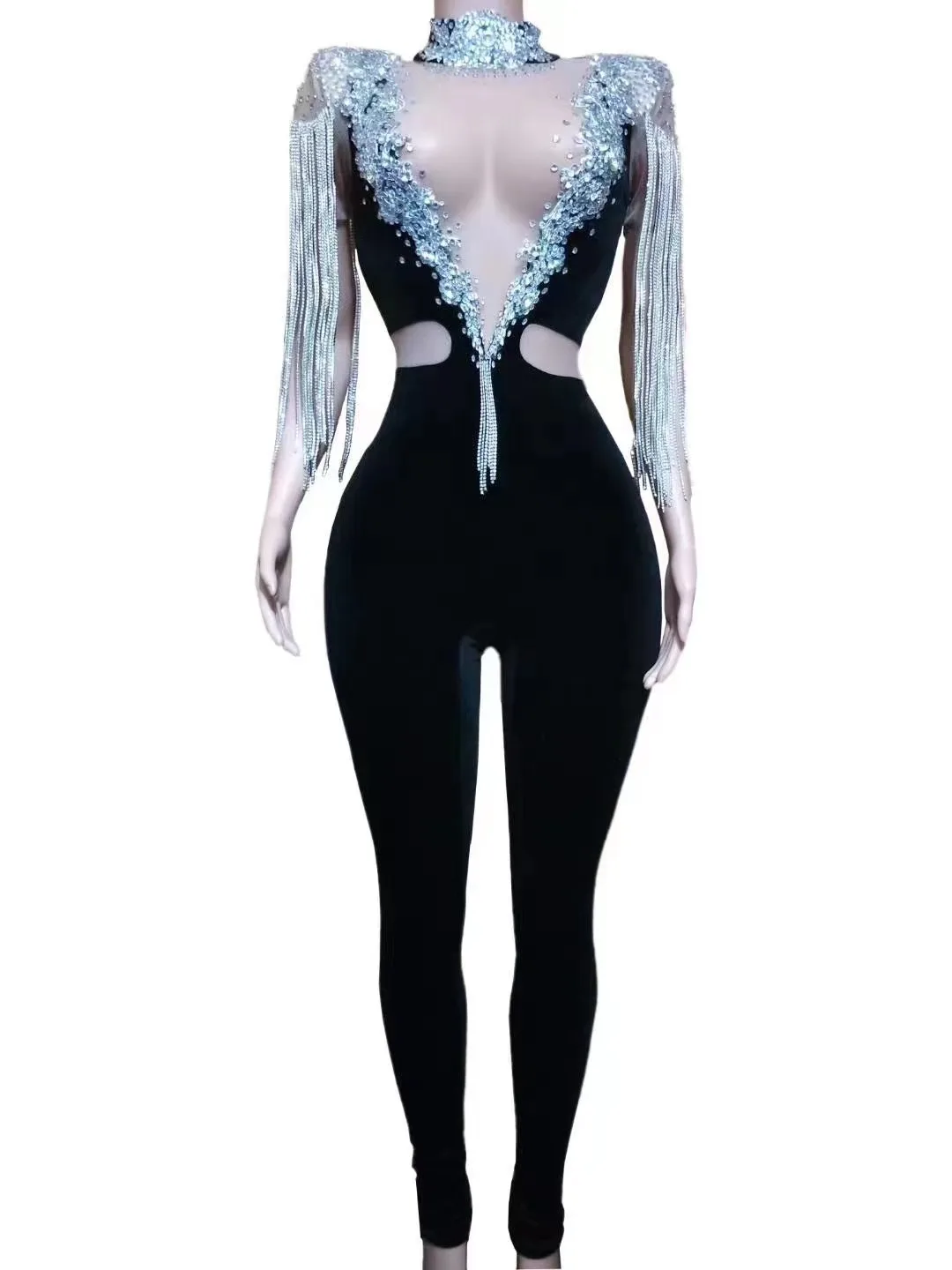ShinyDiamondSingersMainDanceTeamVNeckSilverSequinBodysuitCarnival CelebrationHollowBlackVelvet
ShinyDiamondSingersMainDanceTeamVNeckSilverSequinBodysuitCarnival CelebrationHollowBlackVelvet