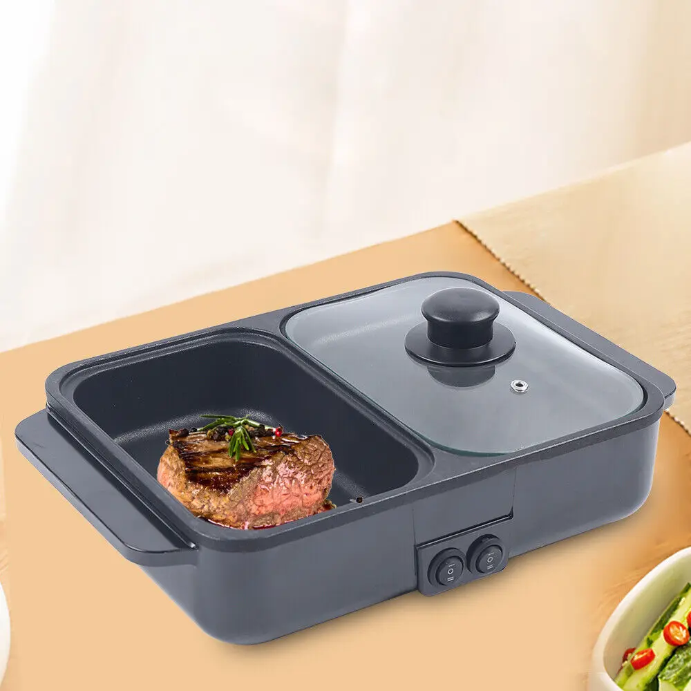 Mini 2-IN-1 Electric Hot Pot BBQ Grill Kitchen Smokeless Shabu Cooking Pan 1200W
Mini 2-IN-1 Electric Hot Pot BBQ Grill Kitchen Smokeless Shabu Cooking Pan 1200W