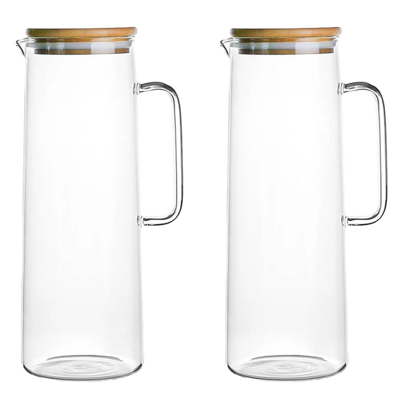2X 1.7L Glass Water Pitcher With Handle Bamboo Lid Heat Resistant Cold Hot Kettle Capacity Tea Pitcher Water Juice Jug
2X 1.7L Glass Water Pitcher With Handle Bamboo Lid Heat Resistant Cold Hot Kettle Capacity Tea Pitcher Water Juice Jug