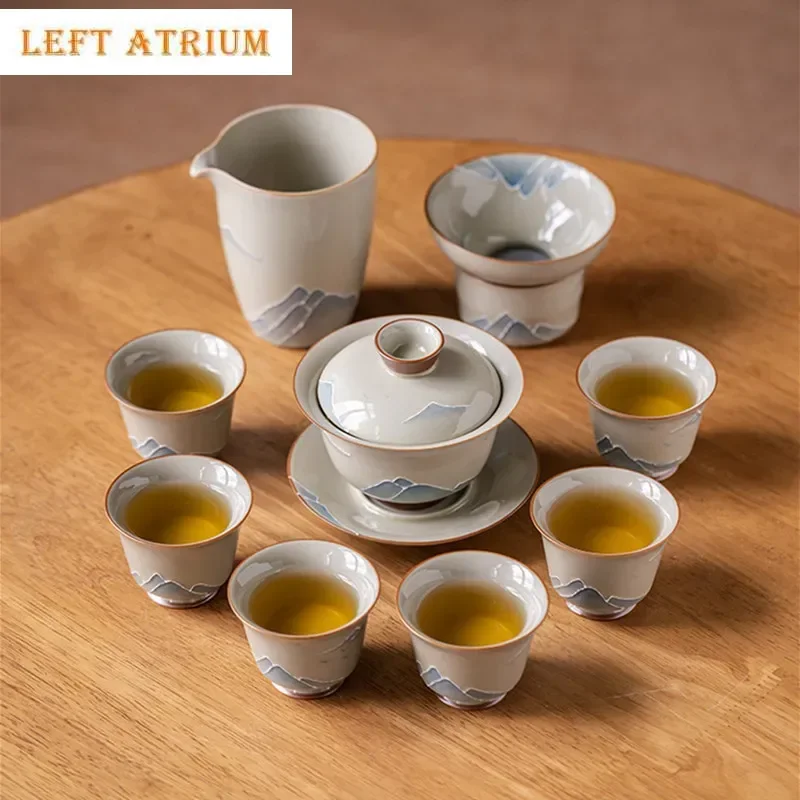 9 Pcs/set Chinese Ceramic Tea Set Hand-painted Landscape Gaiwan Household Beauty Tea Infuser Teacup Handmade Porcelain Teaware
9 Pcs/set Chinese Ceramic Tea Set Hand-painted Landscape Gaiwan Household Beauty Tea Infuser Teacup Handmade Porcelain Teaware