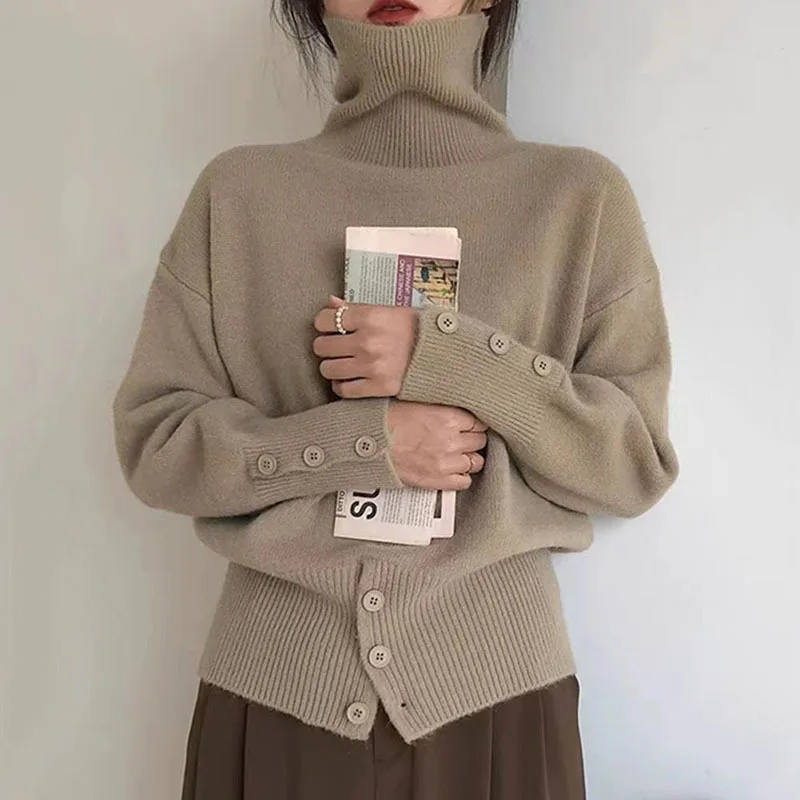 Autumn and Winter Fashion New Korean Elegant Knitted Hoodie with High Neck Warm and Thick Design Loose Long Sleeve Sweater
Autumn and Winter Fashion New Korean Elegant Knitted Hoodie with High Neck Warm and Thick Design Loose Long Sleeve Sweater