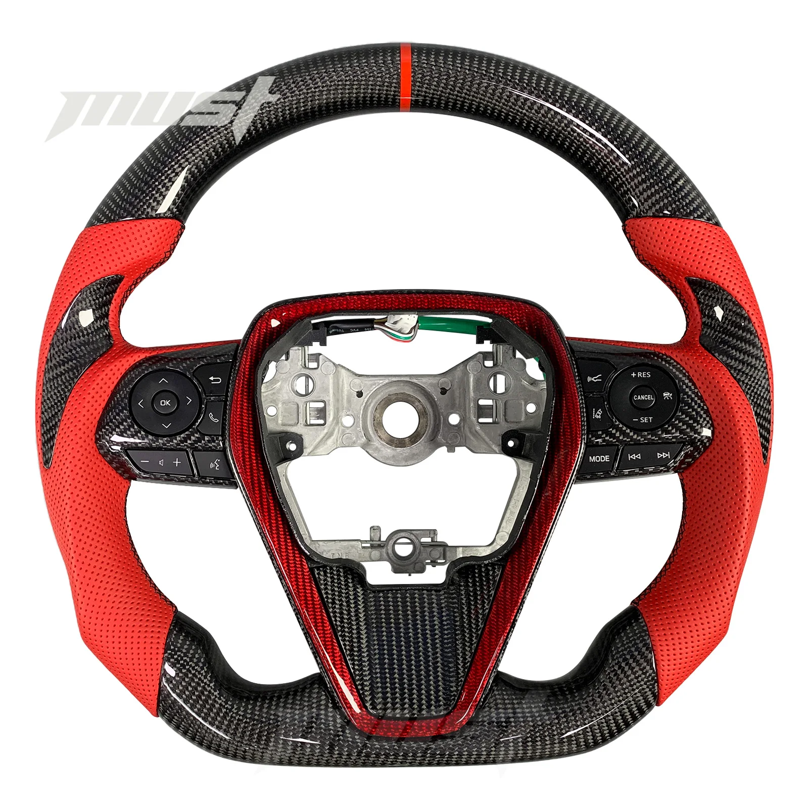For Toyota Camry 8th Generation XLE SE XSE Avalon 2018-2023 Carbon Fiber Steering Wheel With Red Leather Grips Without airbags
For Toyota Camry 8th Generation XLE SE XSE Avalon 2018-2023 Carbon Fiber Steering Wheel With Red Leather Grips Without airbags