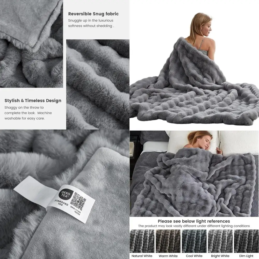 Luxurious Light Grey Faux Fur Blanket, 60x80 Inches, Plush and Soft for Sofas and Bedrooms
Luxurious Light Grey Faux Fur Blanket, 60x80 Inches, Plush and Soft for Sofas and Bedrooms
