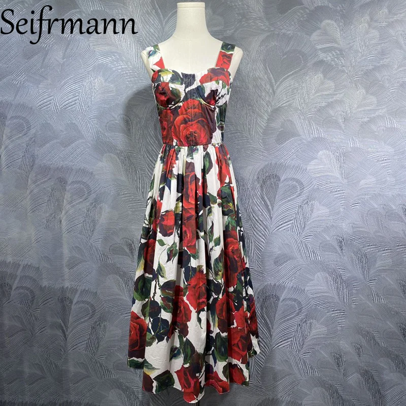 Seifrmann 2026 Summer Women's clothing New Fashionable Suspenders Cotton Printed Waist cinching Long Dress
Seifrmann 2026 Summer Women's clothing New Fashionable Suspenders Cotton Printed Waist cinching Long Dress