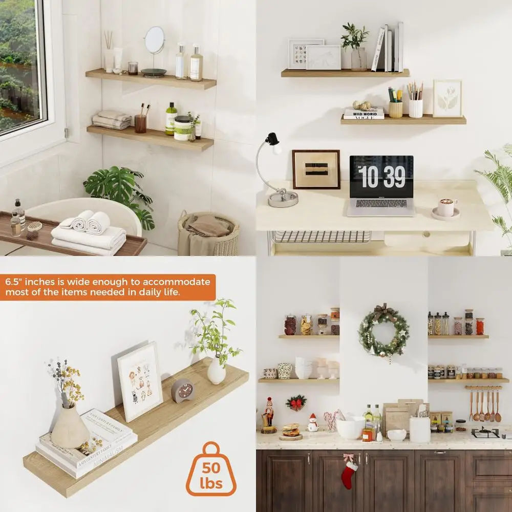 30 Deep Rustic Oak Wall Shelves, Set of 2 for Decor and Storage in Living Room or Bathroom
30 Deep Rustic Oak Wall Shelves, Set of 2 for Decor and Storage in Living Room or Bathroom