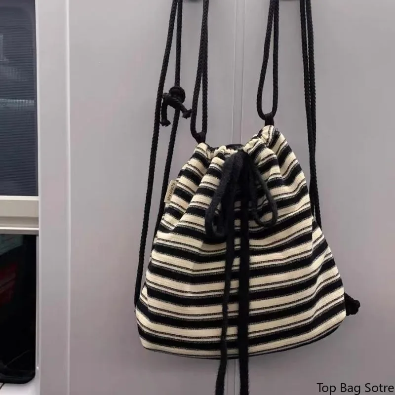 Women's Striped Canvas Convertible Shoulder Bag Backpack Korean Style Casual Spring Summer Minimalist
Women's Striped Canvas Convertible Shoulder Bag Backpack Korean Style Casual Spring Summer Minimalist