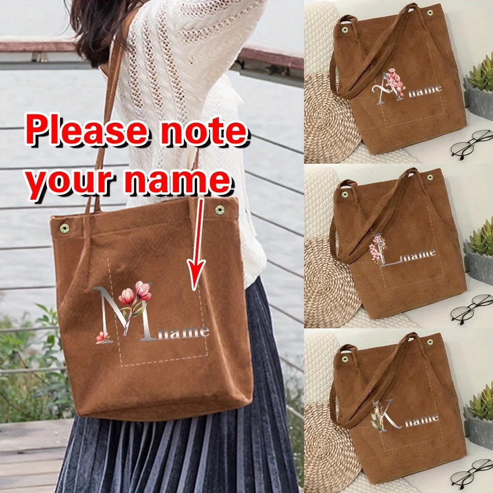 Personalized Customized New Women's Corduroy Brown Shopping Bag Canvas Shoulder Bag Storage Handbag Fashion Letter Series
Personalized Customized New Women's Corduroy Brown Shopping Bag Canvas Shoulder Bag Storage Handbag Fashion Letter Series
