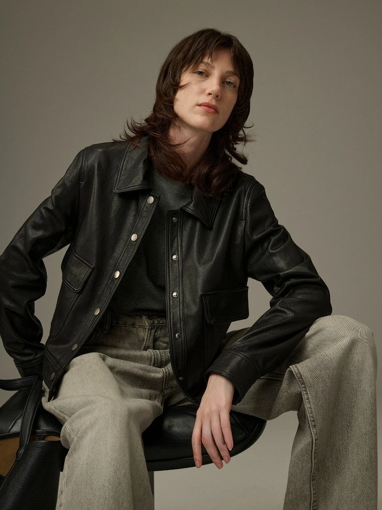 Genuine Leather Jacket For Women Fashion High Quality Sheepskin Topcoat Short Leather Jacket Vegetable Tanned Sheepskin Giacca
Genuine Leather Jacket For Women Fashion High Quality Sheepskin Topcoat Short Leather Jacket Vegetable Tanned Sheepskin Giacca