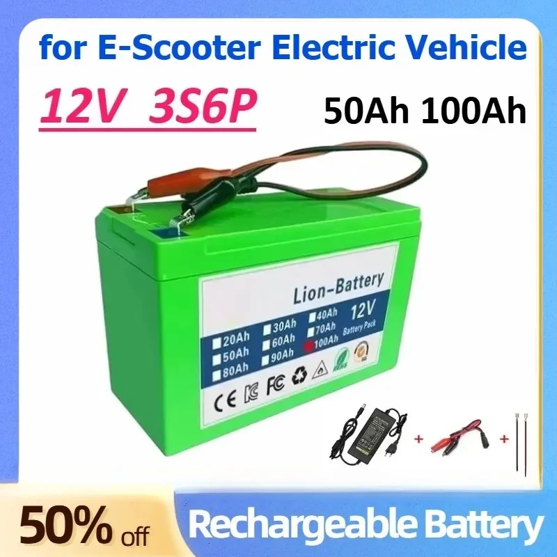 12V 50Ah 100Ah 3S6P Lithium Ion Rechargeable Battery Pack for E-Scooters Kid Handcart Electric Vehicle with BMS 12.6V3A
12V 50Ah 100Ah 3S6P Lithium Ion Rechargeable Battery Pack for E-Scooters Kid Handcart Electric Vehicle with BMS 12.6V3A